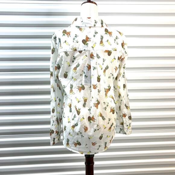 NWT Le Superbe Happy Hour Boyfriend Shirt, Pineapples on White, Women’s Size 4 - Picture 4 of 5